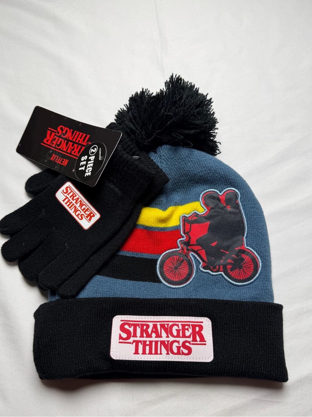 Stranger Things Kids Blue & Black Beanie and Glove Set